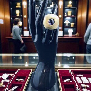 18K Gold Plated Statement Ring Purple‎ Crystal Bold Cocktail Retro Modern Chic